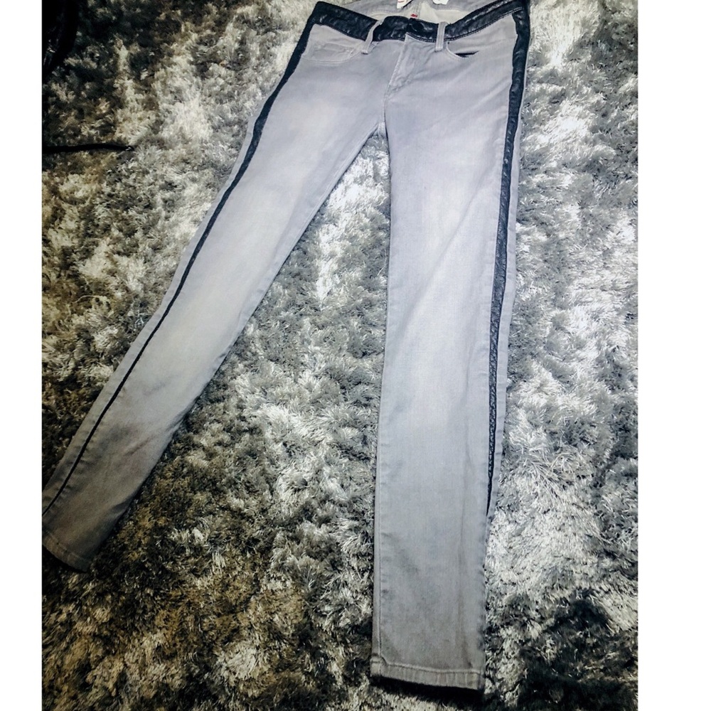 Leather striped Moto tuxedo pants skinny jeans!